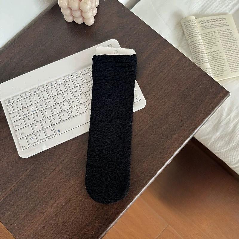 

Легкие летние и весенние женские сетчатые носки с открытым плетением и кружевом, дышащие, до середины икры, носки в стиле балета, многослойные 1 pair чёрный