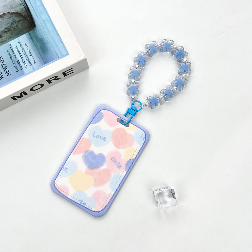 Ins Student Id Card Holder with Lanyard Slide Cover Transparent ABS School Card Cover Game Cards IC Card Protective Cover
