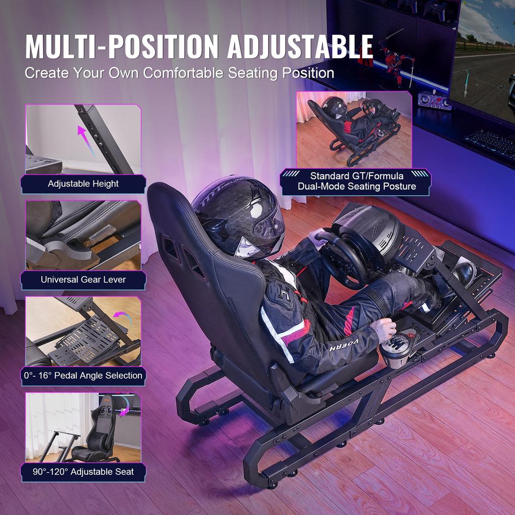 VEVOR Racing Wheel Stand For Logitech G923/G920/G29, Heavy Duty Steel Driving Simulator Cockpit-Thrustmaster T248P