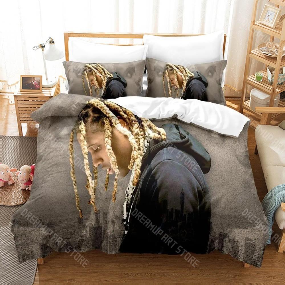 3D Printed Lil Durk Rapper Bedding Set for Boys Girls Duvet Cover Pillowcase Twin Queen King Full Single Double Sizes