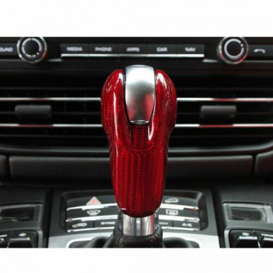 Red Real Carbon Fiber Gear Shift Knob Cover Trim Fit for Porsche 911 718 Cayman