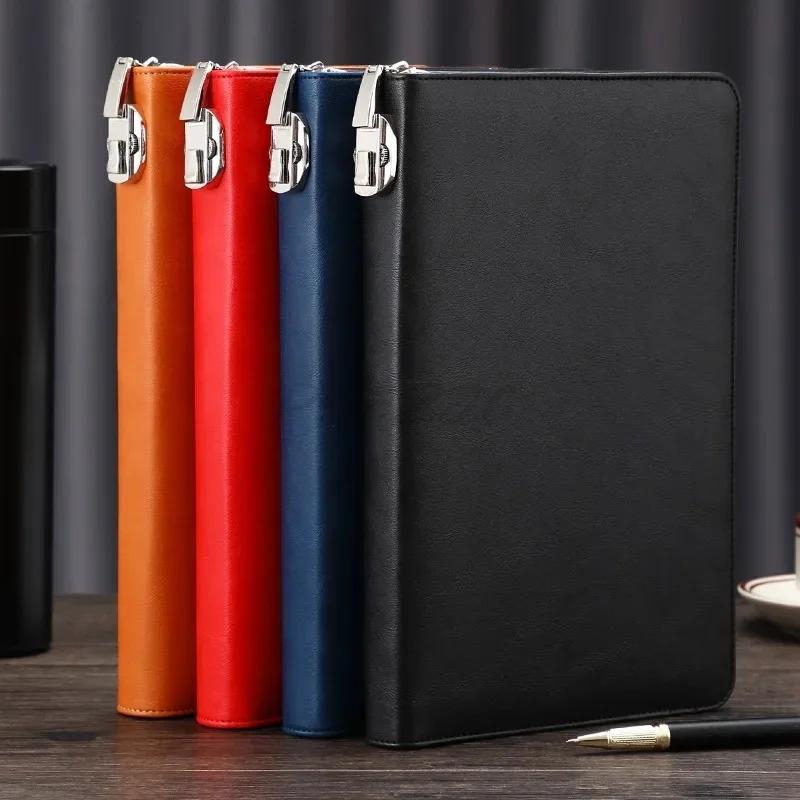 A5 Business Password Notebook with Lock Zipper Bag Notebook Loose Leaf Diary Meeting Minutes Notebook