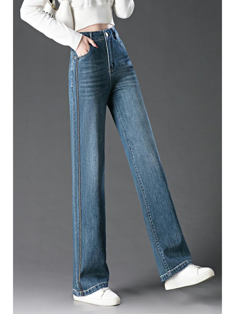 Tencel High-Waisted Wide-Leg Jeans - Women's Spring 2025 Fashion, Loose & Casual Fit.