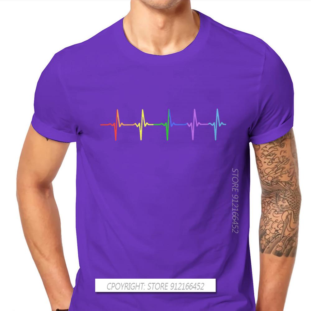 Rainbow Pulse Hearbeat Style TShirt LGBT Pride Month Lesbian Gay Bisexual Transgender Gift Clothes Basic T-Shirt Stuff