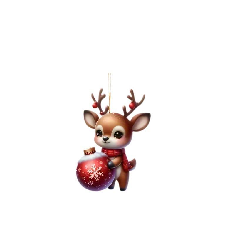 Christmas candy deer acrylic pendant, holiday deer decoration, car key pendant, backpack pendant.