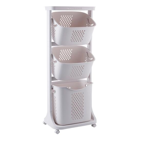 Yousheng Multi-Tier Rolling Laundry Hamper Dirty Clothes Basket Cart with Removable Basket Top Shelf Wheeled Laundry Storage Cart for Bedroom Bathroom