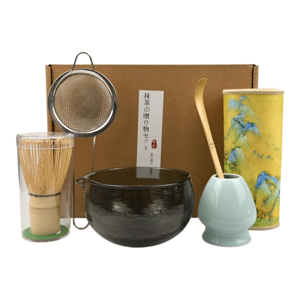 6PCS/Set Japanese-style matcha bowl ,Cloth, Spoon, Strainer, Tea Whisk, Perfect Gift For Ceremony, Traditional Decoration