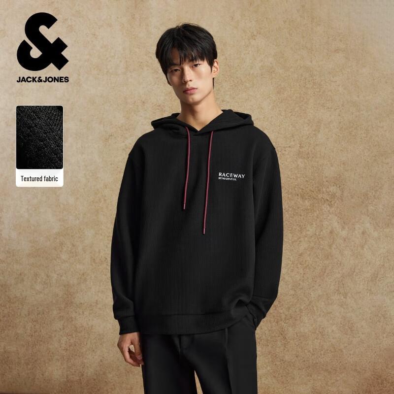 JACK&JONES Men s Textured Hooded Sweatshirt S