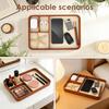 4-Compartment Storage Tray Stylish PU Leather Tray Multipurpose Bedside Desk Holder Decorative Entryway Tray for Phone Key Watch
