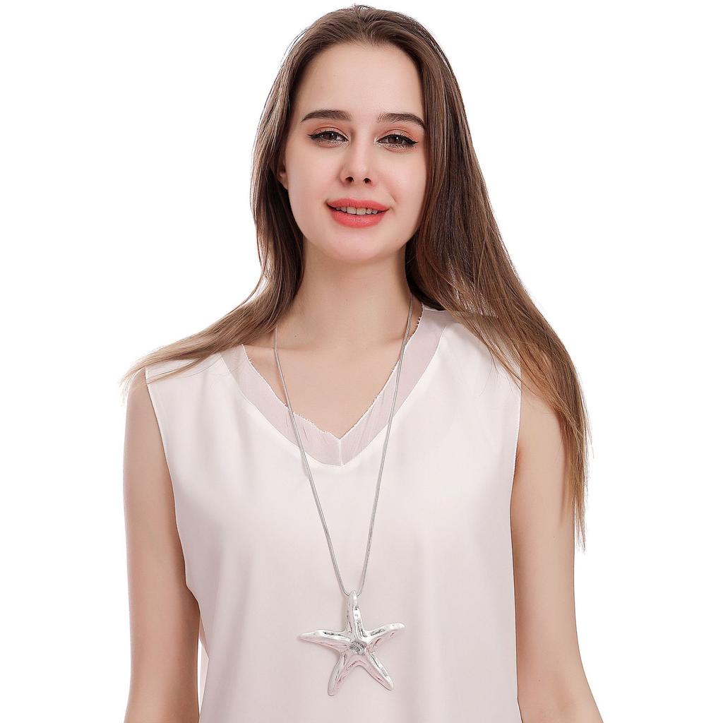 Accessories Fashion Geometric Starfish Alloy Long Women'S Jewelry Necklace Sweater Chain