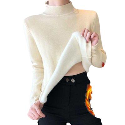 Adicionar base de lã suéter slim-fit feminino meia gola alta um suéter de lã grosso feminino novo inverno meia gola alta
