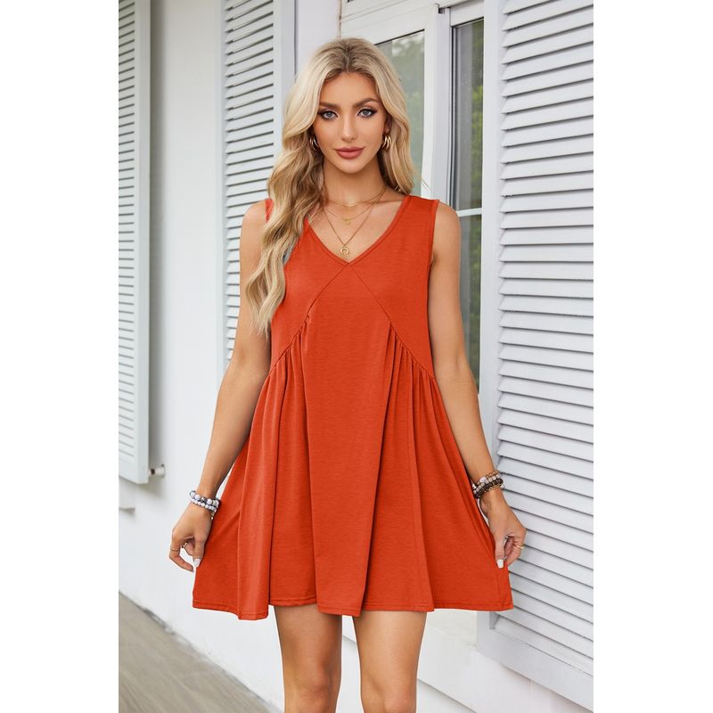 Vneck Sleeveless Solid Color Vest Dressv Neck Sleeveless Pure Color Vest Dress