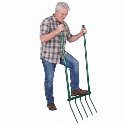 Gardening Fork 5-Tine Broad Fork, Heavy Duty Pitchfork with Dual Handles, Garden Hand Tiller, Digging for Planting, Gardening, Soil Aeration