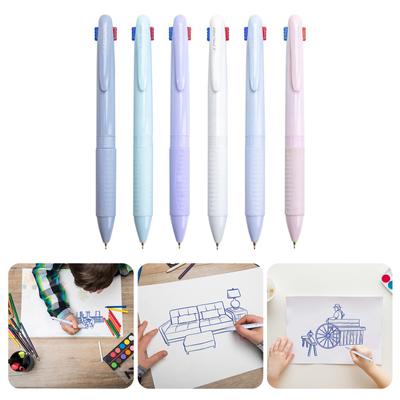 6 Stück 4 Farben Shuttle Pen Einziehbarer Kugelschreiber 4 in 1 Mehrfarbstift Büro Schulbedarf für flüssiges Schreiben