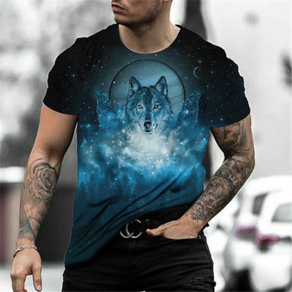 Fashoin 3D Printed T-shirts For Men Pullover Oversized Wolf Graphic Men's T-shirt Sublimation Summer Men Cool Tee Streetwear