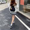 Simple Casual Silk Cloth Black Chain Bucket Bag Korean Style Drawstring Tie Port Da Capacity Commuting Backpack for Women