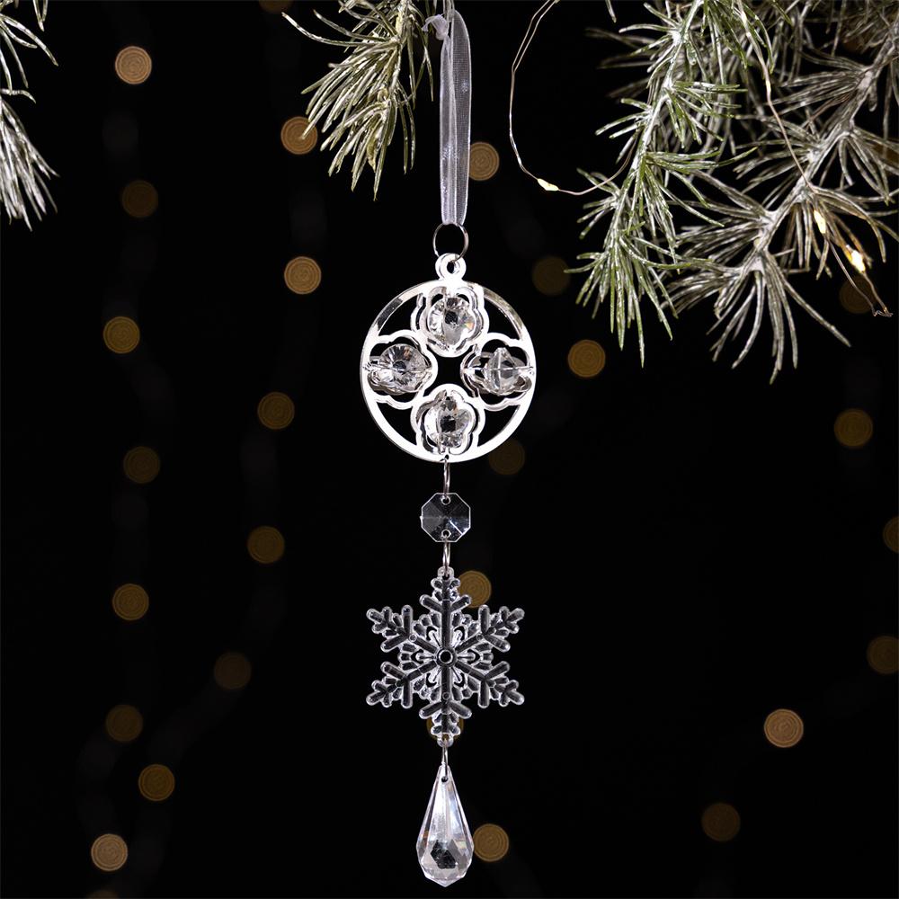 Acrylic Christmas Ornaments Gift Set Snowflake Icicle Teardrop Crystal Clear Decorations Hanging Pendants