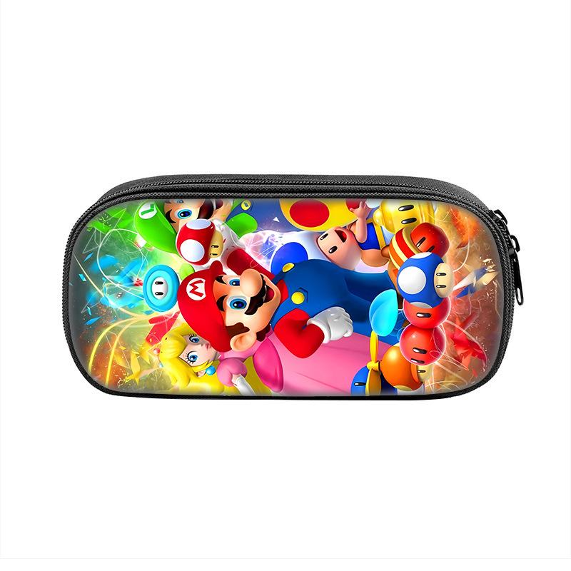 Mario Animation Peripheral Single Layer Children'S Pencil Bag Mario Polyester Student Stationery Pencil Case