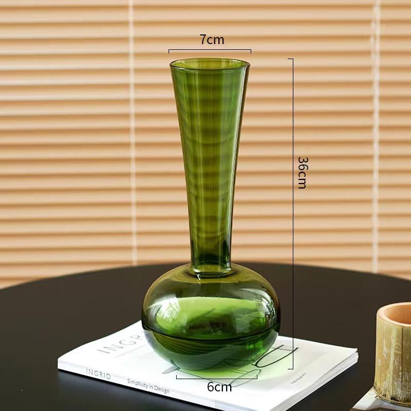 French Vintage Style Long-Neck Glass Vase