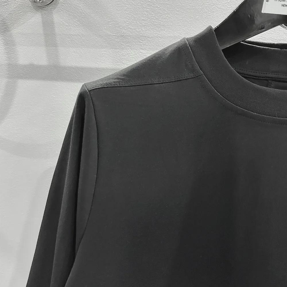 SUBHUMAN Men's 2024 Spring/Summer Two-Piece Knitted Double-Layer Solid Loose Long Sleeve T-Shirt