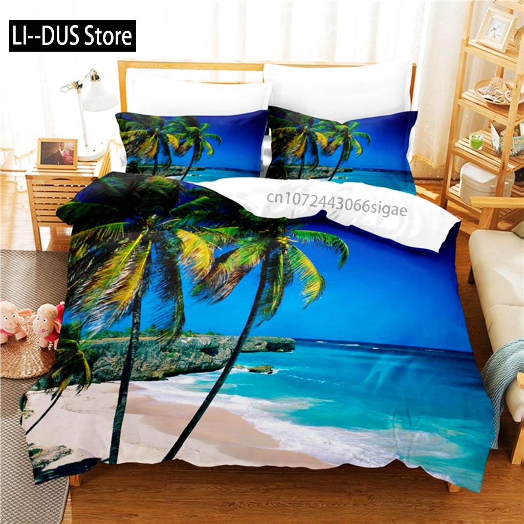 Comforter Coconut Tree Bedding Set 3D Bedding Digital Printing Queen Size Bedding Set Fashion Design