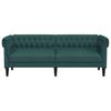 Chesterfield Sofa 3 Seater Dark Green Fabric