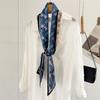 Silk Scarf Women's Blue Pony Carriage Temperament Mulberry Silk Silk Scarf Thin, Narrow and Long Double-sided Scarf Streamer