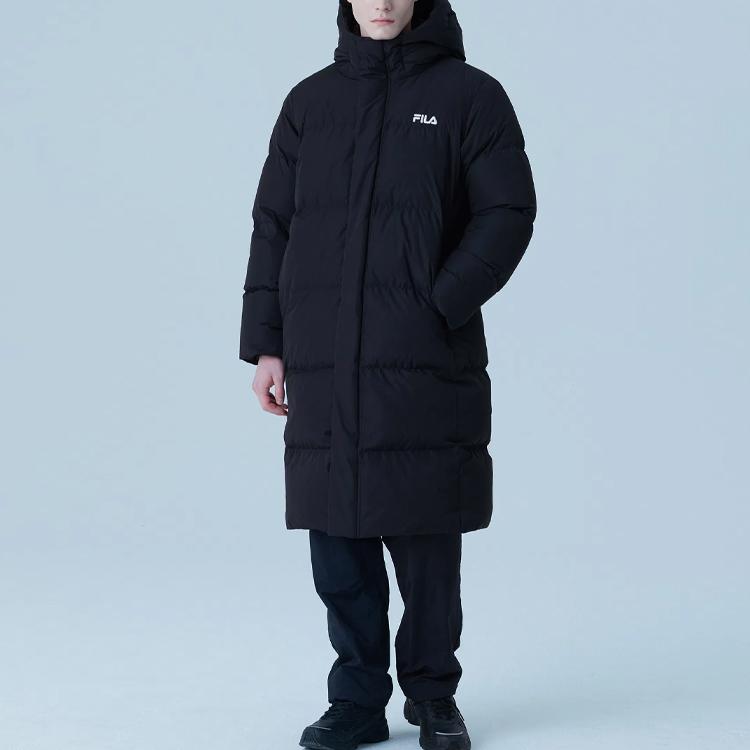 Fila Uformell Løs Glidelås Bokstavtrykk Hette Dunjakke Uten Logo Unisex Yttertøy Svart FS2DJG4104X-BBK