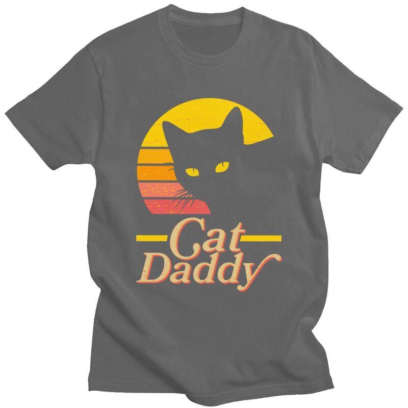 Custom Cat Daddy T Shirt for Men Tshirt Leisure Tee Short Sleeve Fathers Day Gift Tshirts Loose Fit Clothing Gift