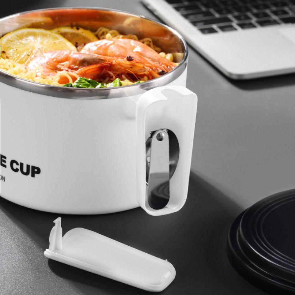 Stainless Steel Noodles Cup Heat Resistant Rice Soup Bowl Portable Fruit Salad Bowl  Household