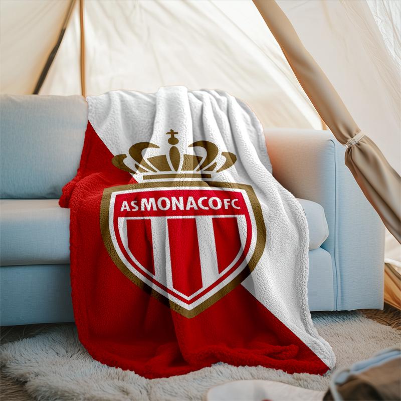 1PC Monaco Football club Printed Soft Flannel Blanket Throw for Adult Bedroom Living Room Sofa Camping Travel Fan gifts Christmas Gifts