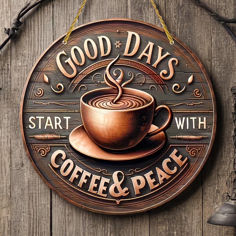 

Vintage Coffee and Peace Round Wood Sign-Perfect for Kitchen, Home, Office, Cafe or Outdoor Decor-Country Style Wall Art