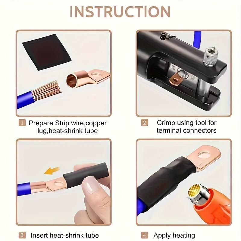100pcs Battery Cable Lug Kit - Non-Insulated Crimp Terminals with 50 Heat Shrink Tubing for Electrical Splices, 0-36V