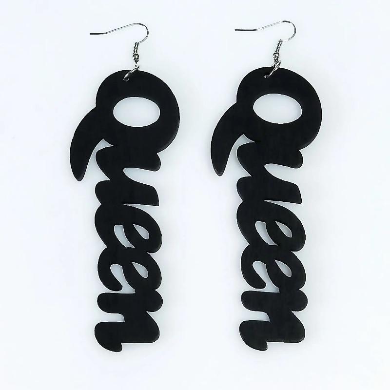 Letter-patterned Wooden Earrings, Fashionable Earrings and Earrings