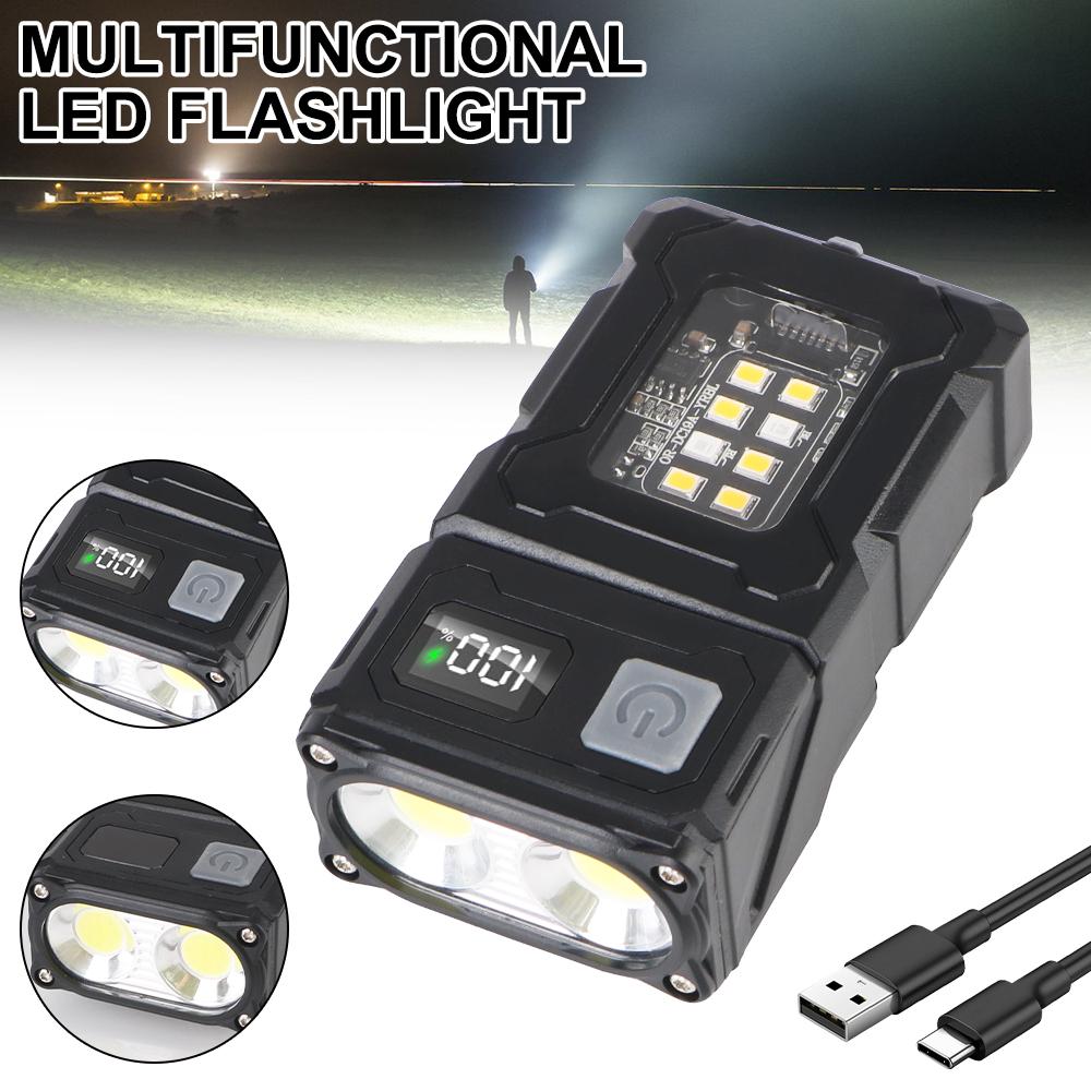 Portable Side Lamp Multifunctional Hiking Camping Working Adjustable Angle Flashlight USB Rechargeable Tail Magnetism Emergency Light