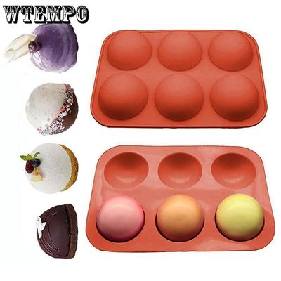 1PC 6 Cavities Semi-circular Shaped Silicone Cake Molds Creative DIY Jelly Chocolate Making Molds