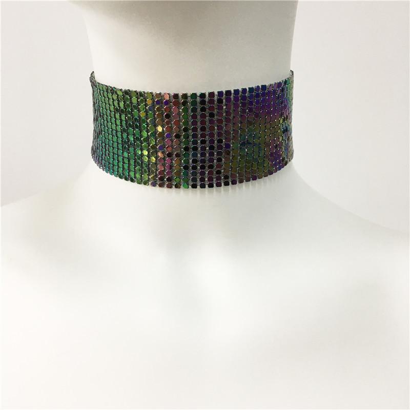 

Преувеличенное металлическое ожерелье с пайетками для вечеринок и музыкальных мероприятий, панк, хип-хоп чокер, ювелирные изделия, эффектные аксессуары для женщин, потрясающее эффектное ожерелье One Size разноцветный