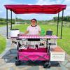 Portable Market Stall Cart with Sunshade & Lift Table