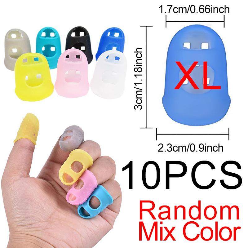 

10PCS Colorful Silicone Thimbles Hollow Out Guitar Finger Protector Breathable Nonslip Fingerstall DIY Props Sewing Supplies ZYF