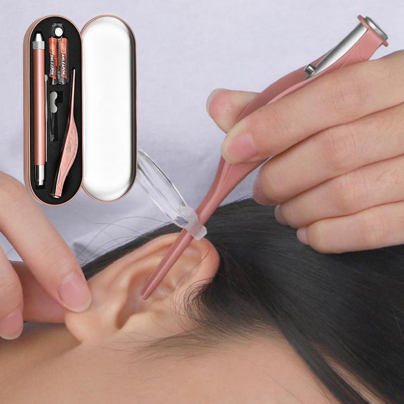Ear Cleaning Kit With Led Light Ear Wax Removal Kit For Kids And Adults Earwax Spoon Digger & Tweezers Ear Cleaning Tool Set
