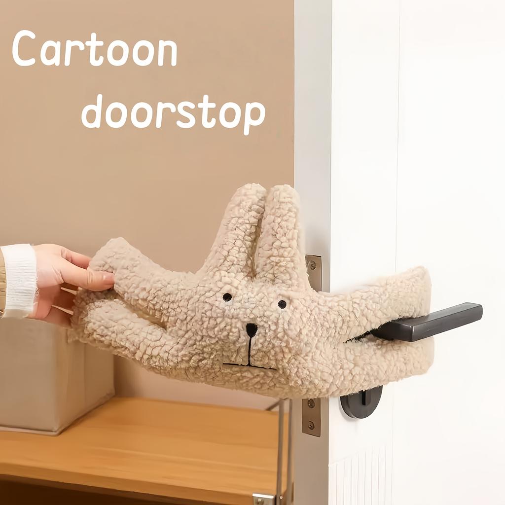1pc Soft Fabric Door Stopper with Cute Rabbit & Bear Design - Prevents Loud Slamming, Finger Pinching Injuries or Pets