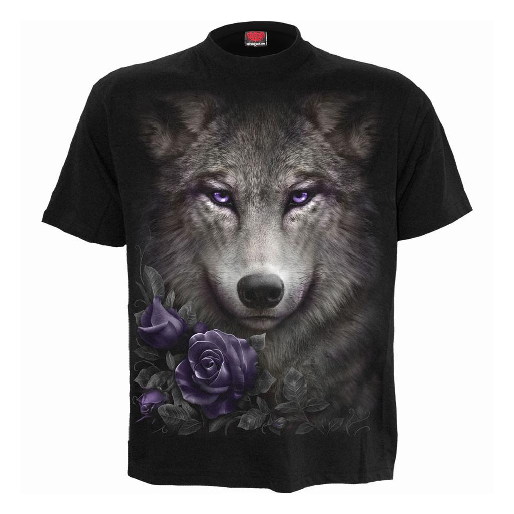 Spiral Direct Unisex Adult Wolf Roses T-Shirt