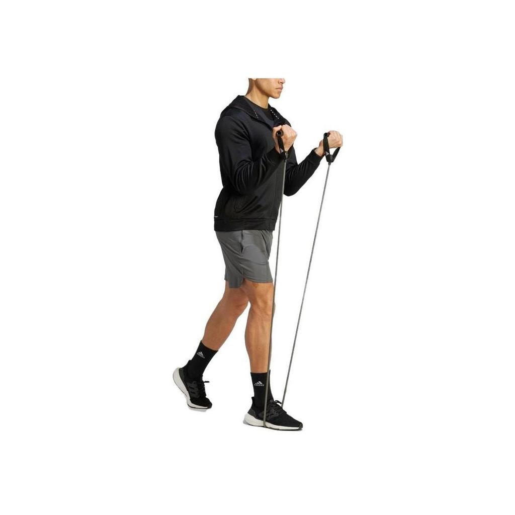 Adidas Logo Print Zip-Up Hoodie Men Hoodies Black IJ9618