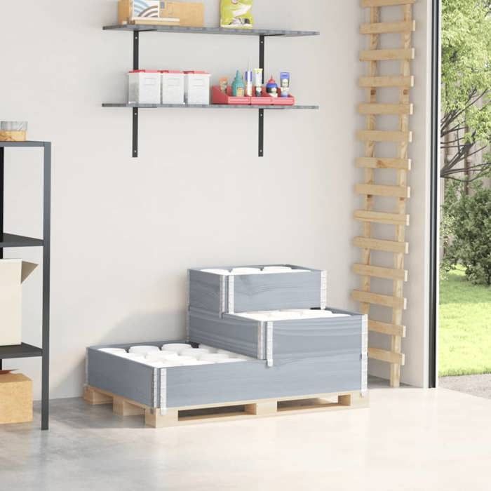 VidaXL Lit Surélevé à 3 Niveaux, Bac à Fleurs, Pot de Plantes, Boîte à Fleurs, Jardinière de Jardin Terrasse Extérieur, Gris 4010315