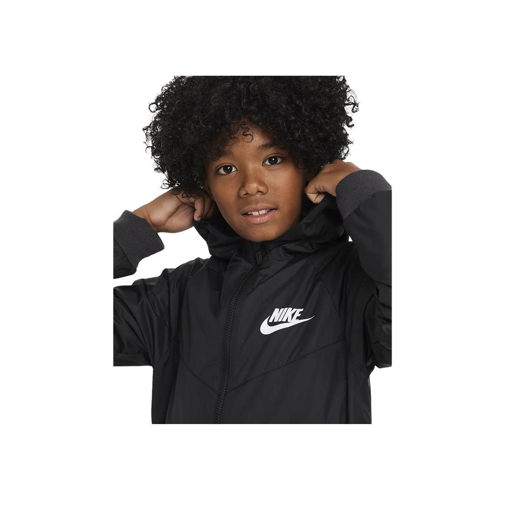 Nike Sportbekleidung Windrunner Einfarbig Kapuzenjacke mit Reißverschluss Lässige Jacke Kinderjacken Schwarz FN8757-010