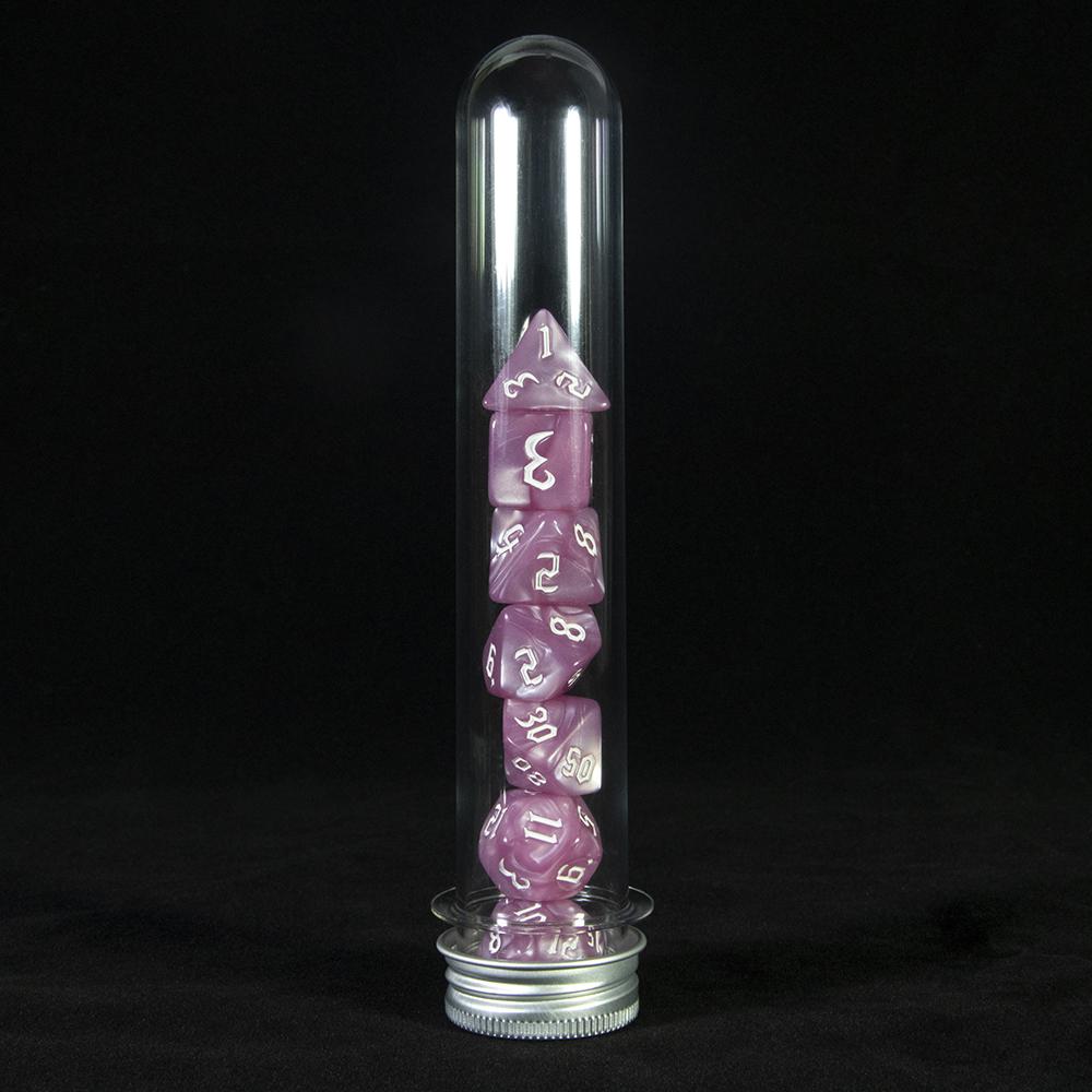 

Набор из 7 многогранных мраморных кубиков с трубкой для ролевой игры Dnd Rpg, забавной настольной игры для вечеринок purple pink