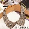 Fashion Wild Retro Beaded Sequins Rhinestones Pearl Lace Collar False Necklace DIY Clothes Shirt Sweater Decoration
