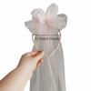 Fashion Flowing Bow Veil Hair Hoop Polyester Beige Girls Head Gauze Hairband Mesh Bridal Tulle Women