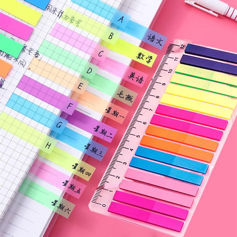 KindFuny 320 Sheets Transparent Sticky Notes Self-Adhesive Annotation Books Bookmarks Memo Pad Index Tabs Stationery