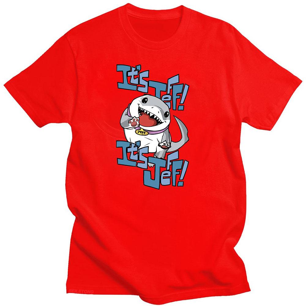 

Футболка Jeff The Landshark с мультяшным принтом Harajuku Kawaii Мягкая футболка с коротким рукавом Ретро футболка Sudaderas Женская/мужская одежда S